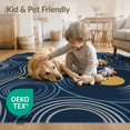 thumbnail image 4 of ODIKA 8'x10' Washable Area Rug Record Retro Abstract Music Note Groove Swirl Grooves Disc Vinyl Cd Playful for King Size Bedroom Under Bed, Master Suite, Non-Shedding, Easy Care, 4 of 7