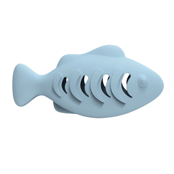 Juguete interactivo de silicona para gatos con forma de pez, comedero para gatos de interior, dispensador de golosinas, juguete para morder para gatitos, suministros para mascotas