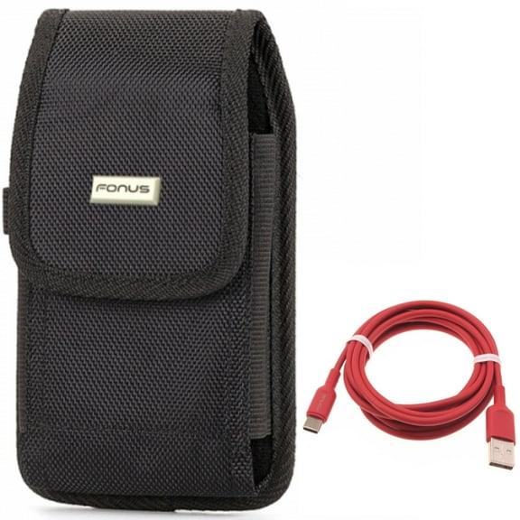 6ft USB-C Cable w Case Belt Clip for Samsung Galaxy S20 Ultra - Red Charger Cord Power, Swivel Holster Rugged fits Samsung Galaxy S20 Ultra