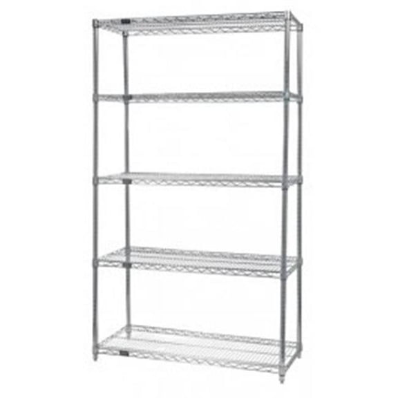 Quantum Storage WR63-2436S-5 5-Shelf, Stainless Steel Wire Shelving Unit - 24 x 36 x 54 in.