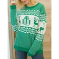 thumbnail image 5 of Arvbitana Women's Christmas Sweaters Long Sleeve Knitwear Pullover Round Neck Jumpers Reindeer Geometric Print Sweatshirt Casual Knit Tops Cozy Warm Clothes, 5 of 9
