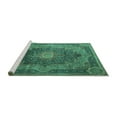 thumbnail image 2 of Ahgly Company Machine Washable Indoor Square Medallion Turquoise Blue Traditional Area Rugs, 8' Square, 2 of 4