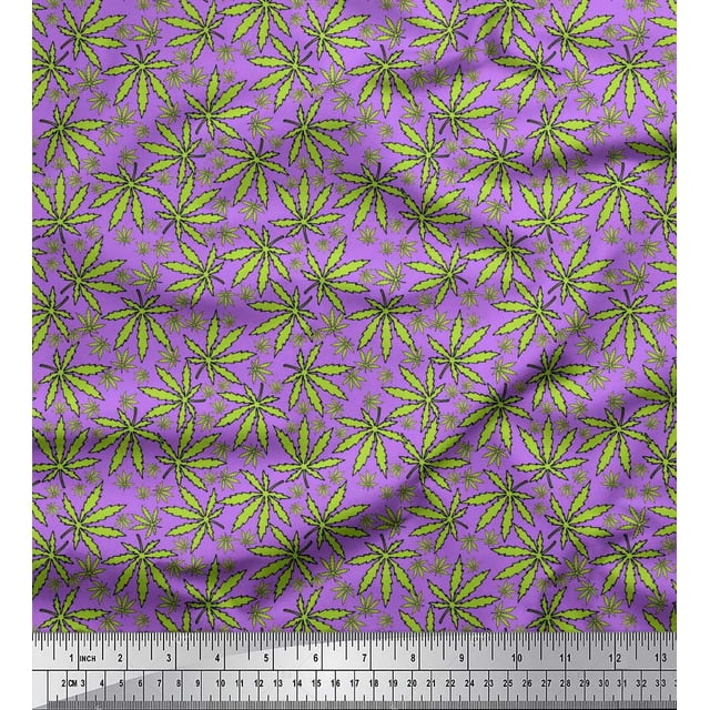 Soimoi Poly Georgette Fabric Chestnut Leaves Fabric Prints by Yard 42 Inch Wide