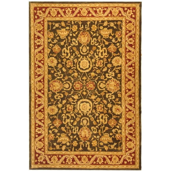 SAFAVIEH Anatolia Spencer Traditional Wool Area Rug, Charcoal/Red, 9' x 12'