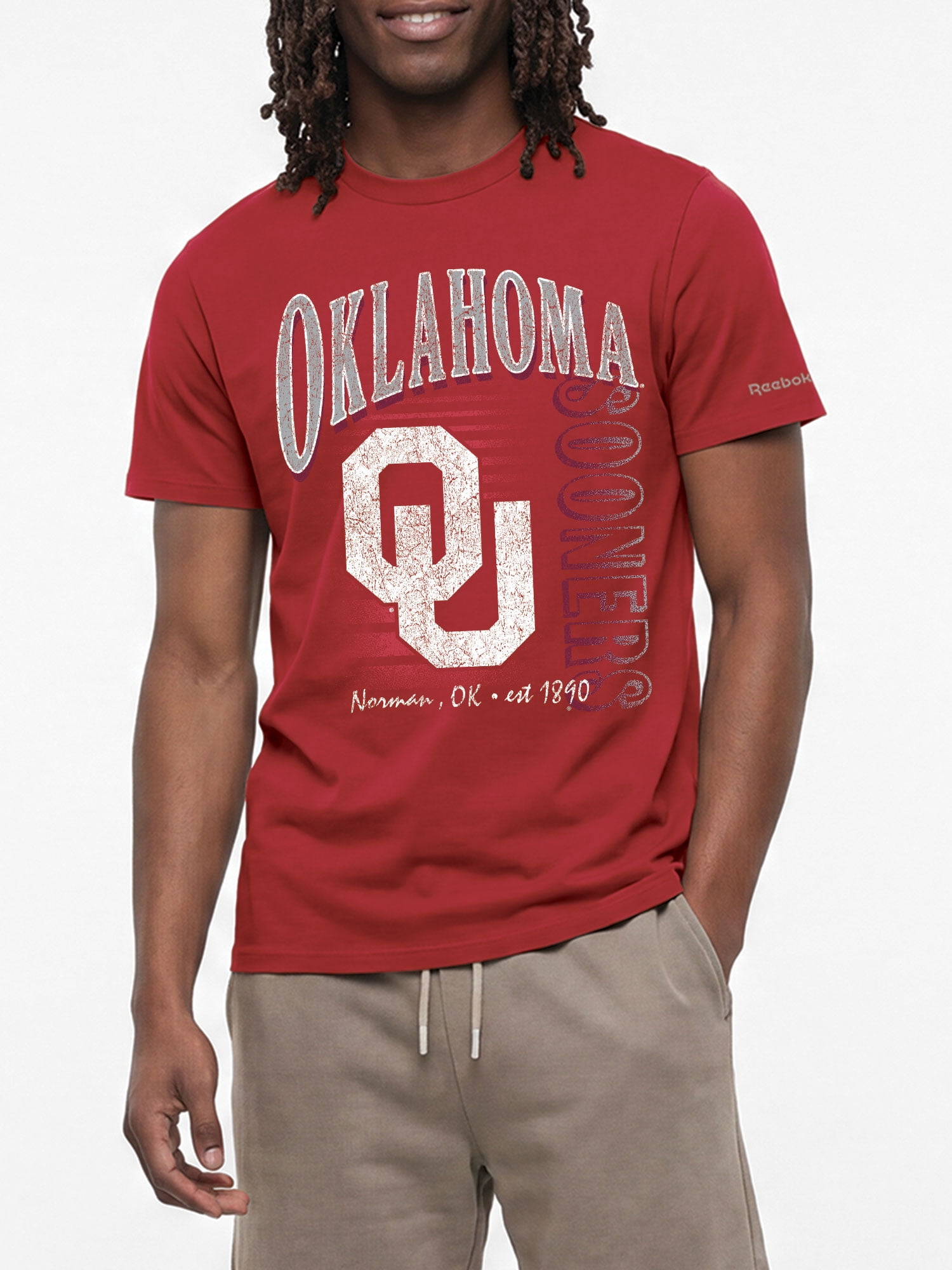 Oklahoma Sooners Reebok Mens Crew Neck Short Sleeve T-Shirt