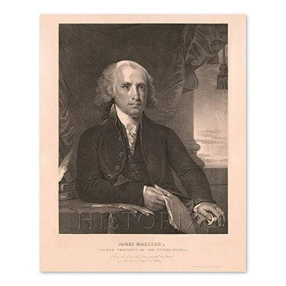 HISTORIX Vintage 1828 James Madison Portrait Photo Print - 8x10 Inch James Madison President of the United States of America Vintage Wall Art Poster