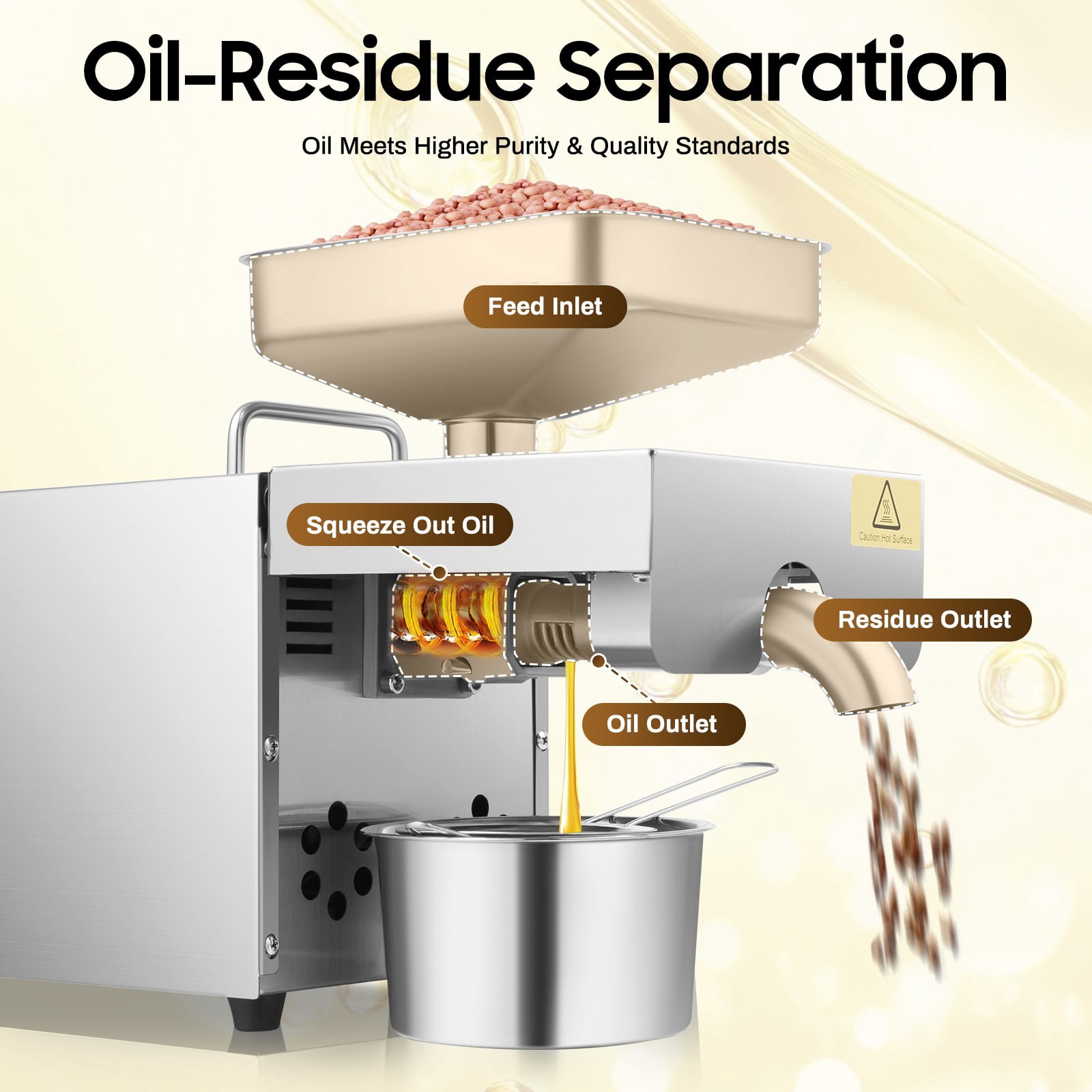 Automatic Oil Press Machine Cold Hot Oil Extractor Peanut Coconut Press for Pressing Various Materials