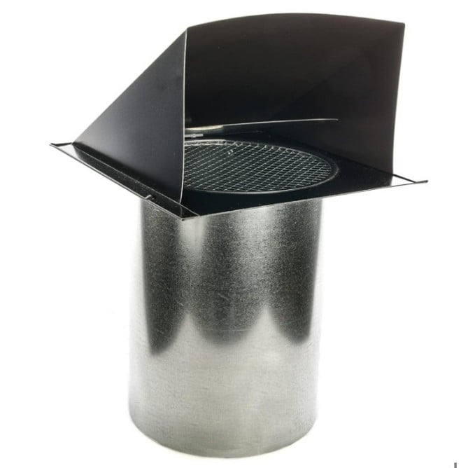 RDP 3" Galvanized Steel Hooded Wall Vent with Screen and Damper (Black)