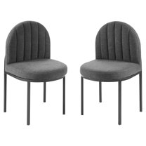 Modway Isla Dining Side Chair Upholstered Fabric Set of 2 in Black Charcoal