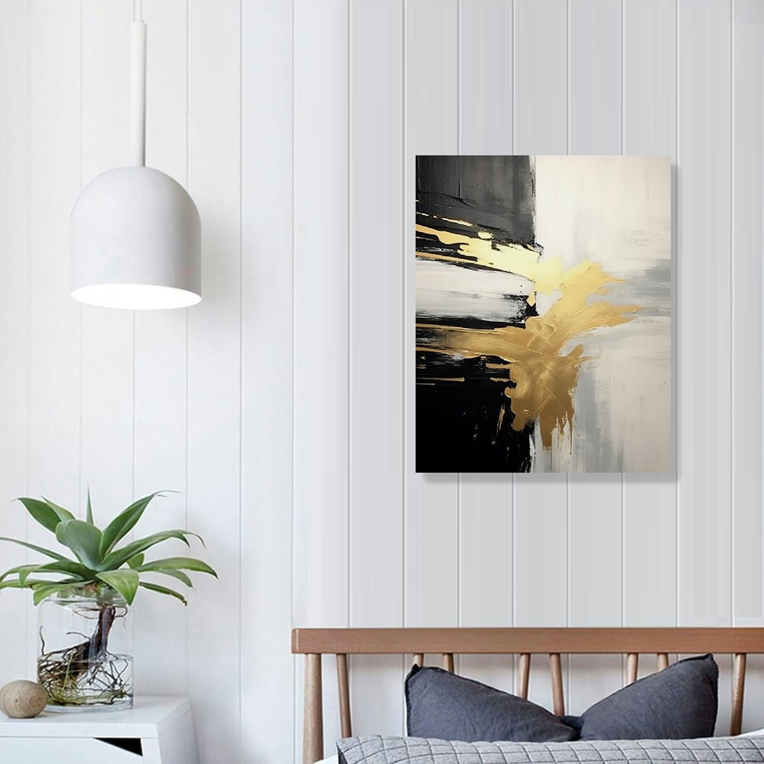 JEUXUS Black and Gold Abstract Canvas Wall Art Grey and Gold Artwork Gold Canvas Picture for Living Room Grey and Gold Abstract Wall Art Black White Gold Abstract Picturegrey Abstract Painting