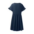 thumbnail image 3 of Women Fashion Solid Elegant Round Neck Loose And Linen Long Dress Dress Casual Summer Tunic Short Sleeve Maxi Dress for Women Summer Dresses Casual Long Daily Wear Dresses for Women Ruffle Dress for, 3 of 4