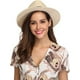 thumbnail image 4 of Sombrero Panamá enrollable de paja de ala ancha para mujer, cinturón con hebilla, sombrero para el sol de playa Fedora UPF50+ (4 blancos) brillar Electrónica, 4 of 5