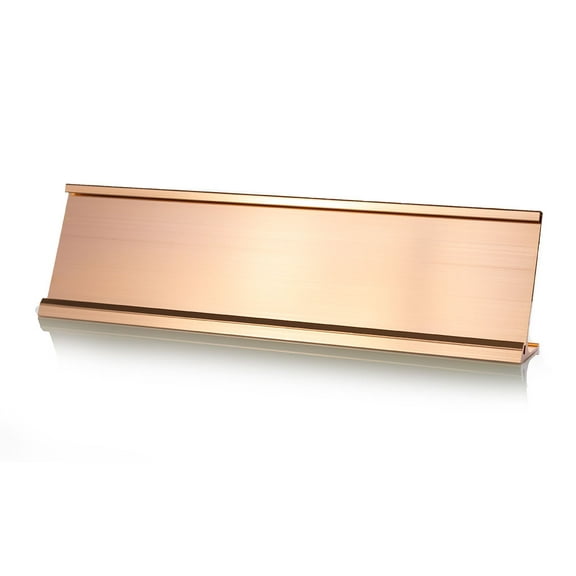 2x10 Aluminum Office Desk Nameplate Sign Holder - Rose Gold | Elegant Business Name Display Stand for Cubicles, Workspaces, and Reception Areas