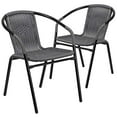 thumbnail image 1 of Flash Furniture 2 Pack Gray Rattan Indoor-Outdoor Restaurant Stack Chair, 1 of 5