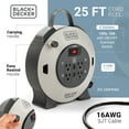 thumbnail image 3 of Black + Decker 25ft. Cord Reel 16AWG 4 Outlets + 2 USB, 3 of 7