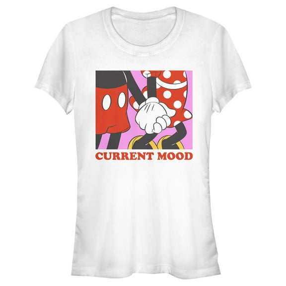 Junior's Mickey & Friends Valentine's Day Current Mood Graphic Tee White Medium