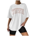 thumbnail image 3 of Womens Summer Tops Plus Size Casual Loose Letter Print Comfortable and Stylish Graphic Shirts for Women White L, 3 of 4