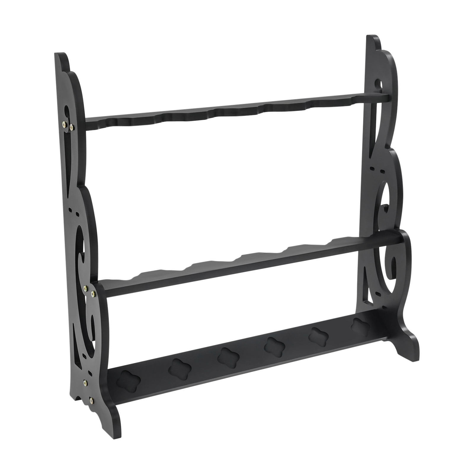 Black Katana Sword Stand,6 Holes Sword Display Floor Stand,Sturdy Sword Rack Floor Stand, Martial Arts Anime Shelves Sword Hangers