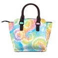 thumbnail image 3 of Single Shoulder Bag Rivet Bag 7.48×7.48×3.94in Removable Shoulder Belt Can Be Held Or Diagonal Across A Variety Of Matching Styles Lightseagreen Tie-Dye Background Vibrant Colors And Swirling, 3 of 6