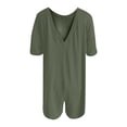 thumbnail image 4 of YFELWZ Combinaisons Grande Taille pour Femmes Col en V Manches Courtes Décontractées Tee-Shirt Réversible avec Poches Vert Armée S, 4 of 5