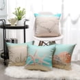 thumbnail image 3 of Waterproof Summer Decorations Outdoor Throw Pillow Covers Linen Starfish Shell Pillow Covers Pack of 4 Square Cushion Case Garden Pillowcase 18x18 Inch for Patio Furniture Couch Tent (Beach), 3 of 6