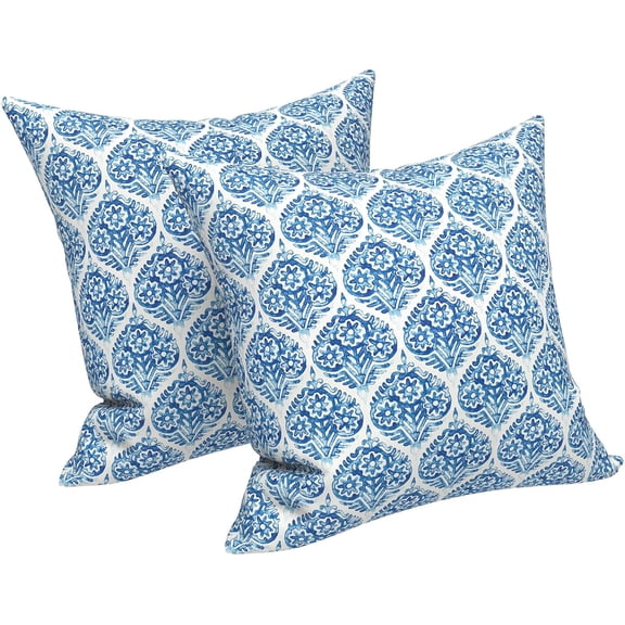 Outdoor/Indoor Throw Pillows Covers, Decorative Throw Pillows Covers , 18"x18" Square Throw Pillows Covers Bed, Couch, and Patio Furniture, Set of 2, Celadon Geometric