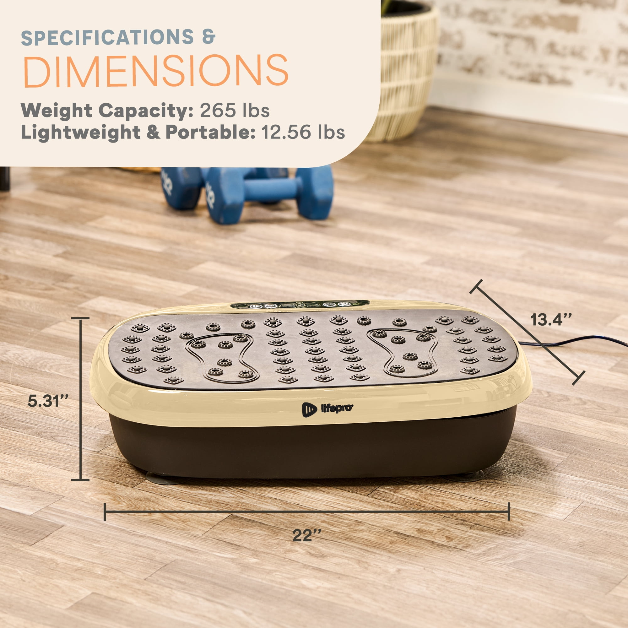 Plateforme Vibrante Lifepro Hexaplate Lite – Voyage, Fitness, Télécommande, Cuivre