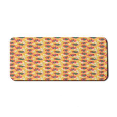 Floral Computer Mouse Pad  Summer Flora Pattern with Abstract Sunflowers  Rectangle Non-Slip Rubber Mousepad X-Large  35  x 15  Gaming Size  Mustard Multicolor  by Ambesonne