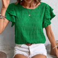 thumbnail image 6 of Mittory Women's Layer Ruffle Butterfly Sleeve Top Casual Summer Crewneck Blouses Dressy Casual, 6 of 7