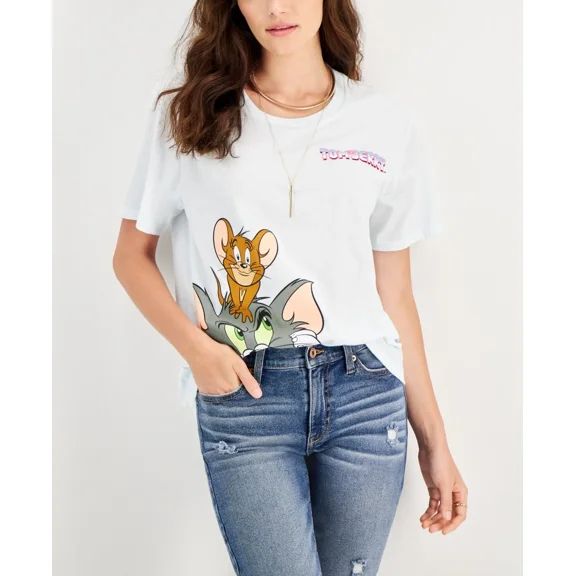 Love Tribe Juniors' Tom & Jerry Graphic T-Shirt - Ice Melt, L