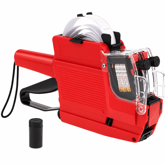 DVWY 2-Line Price Label Gun, Red Portable Pricing Tag Maker, 1 Count