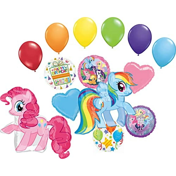 My Little Pony Birthday Party Supplies Pinkie Pie and Rainbow Dash Adventure and Friendship Forever Balloon Bouquet Decorations