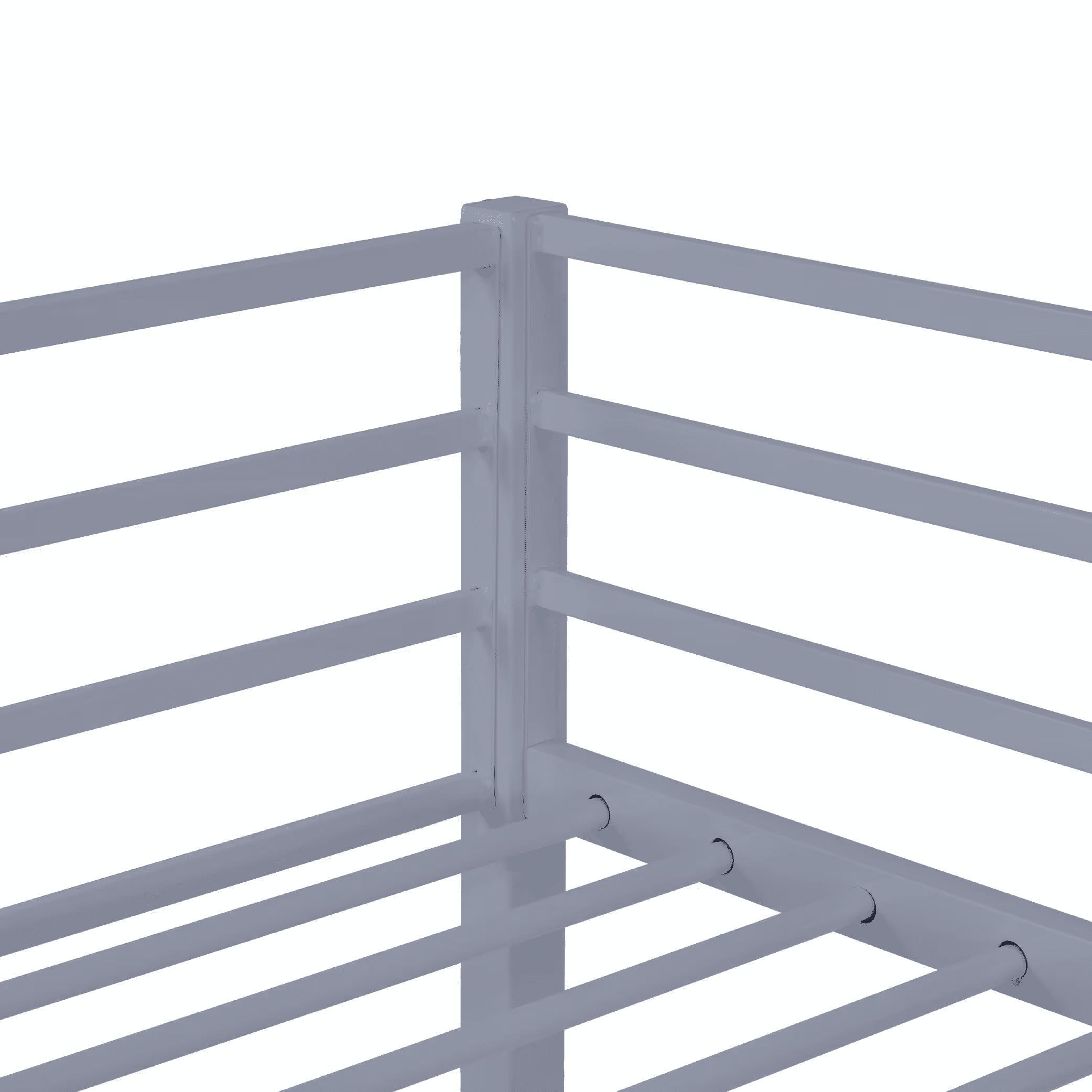 MAYEERTY Twin Size Metal Loft Bed with Safety Guard Rails & Flat Ladder, Bed Frame for Kids Teens Adults, Gray