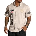 thumbnail image 2 of Men's US 250th Anniversary Polo Shirt with Mesh Fabric and Button Front Featuring Vintage USA Graphic for Independence Day Celebration Patriotic Events or Summer Parties Beige L, 2 of 4
