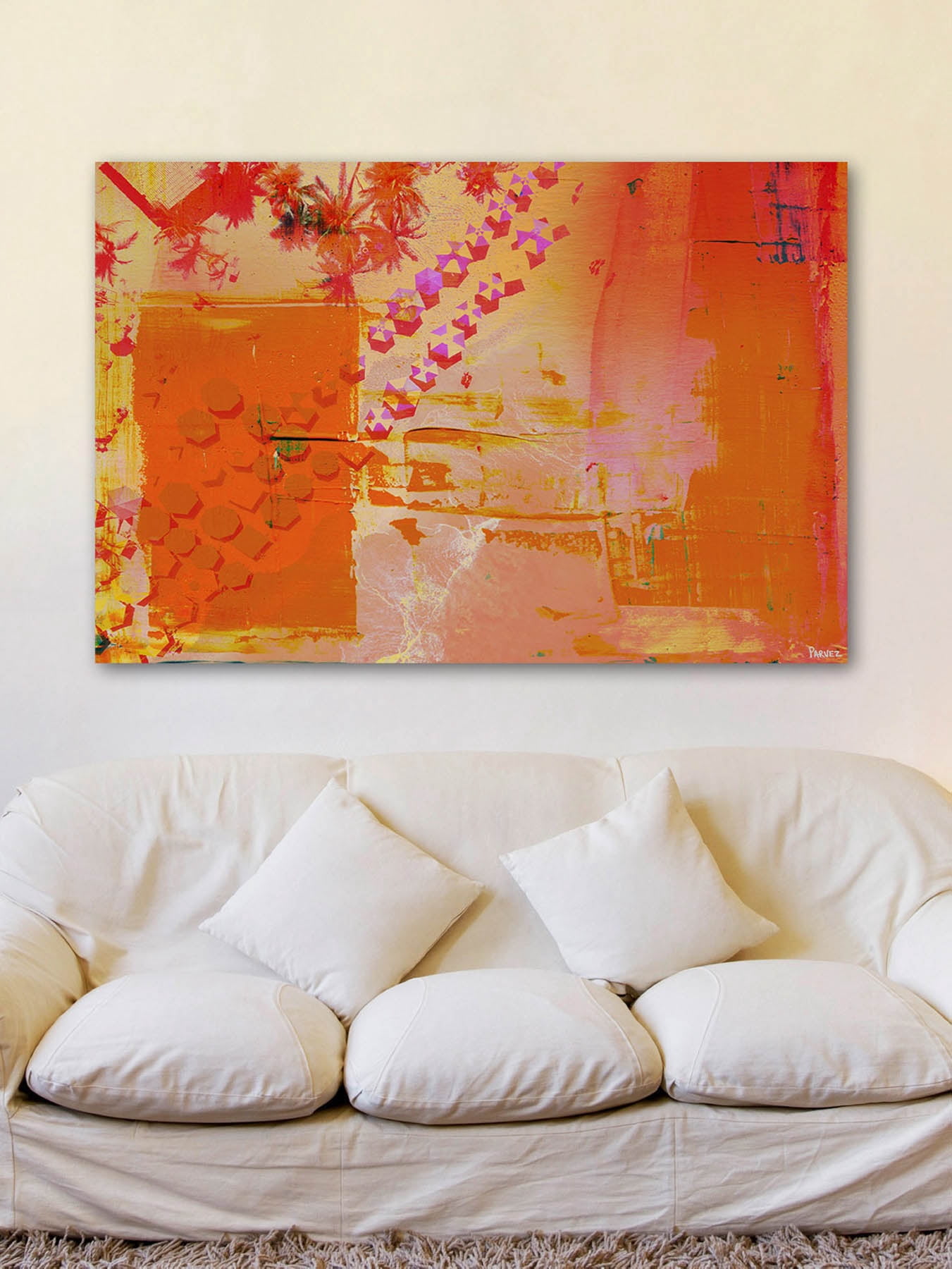 "Orange Glow" Painting Print on Wrapped Canvas