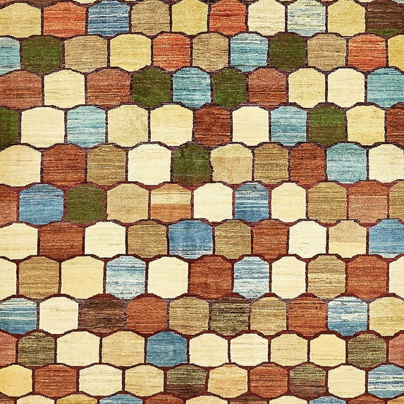 Ahgly Company Indoor Square Abstract Brown Gold Abstract Area Rugs, 8' Square