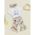 thumbnail image 4 of Musuos Baby Girls Summer Outfit 3M 6M 12M 18M White Short Sleeve Romper Tops Chicken Print Flared Pants Headband 3PCS Sets, 4 of 10
