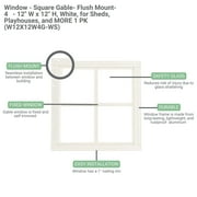 Shed Window 12 W x 12 H, Square Gable Flush Mount Black for Sheds, Playhouses, and Chicken Coops 1 PK (W1212BLK-BX1)