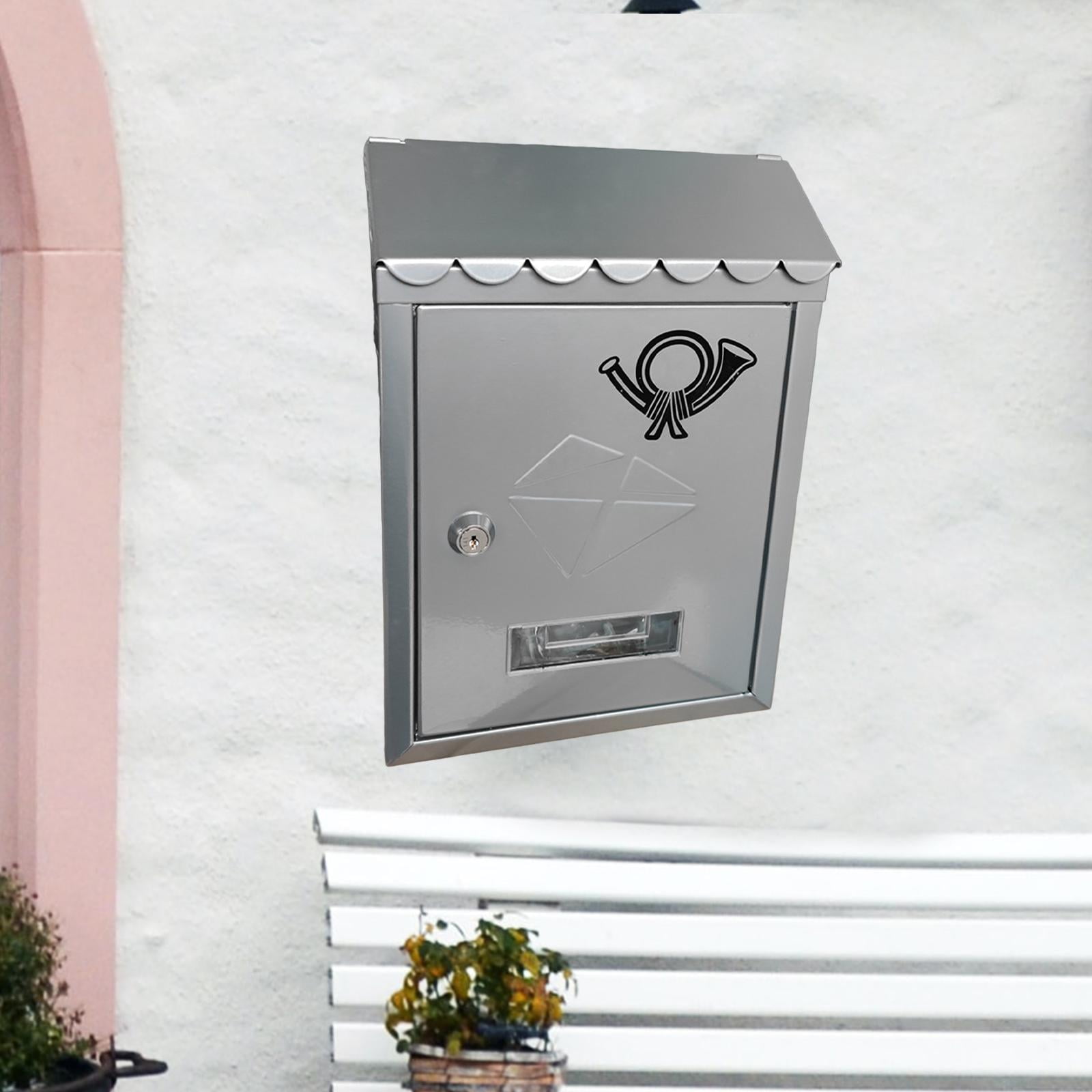 Wall Mount Mailbox Letterbox Front Door 21.5x7x30cm Outside Office Decorative Decor with Key Metal Locking Mailbox Porch Mail Box Drop
