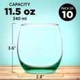 thumbnail image 5 of Mikonos Stemless Wine Glasses 11.5 oz. Set of 10, Bulk Pack - Restaurant Glassware, Perfect for Red Wine, White Wine, Cocktails - Green, 5 of 5