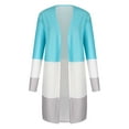 thumbnail image 6 of Fesfesfes Loose Cardigan Ladies Paneled Contrast Striped Pocket Cardigan Long Jacket, 6 of 7