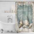 thumbnail image 4 of Teal Coastal Waterproof Fabric Shower Curtain,Vintage Ocean Beach Shell Nautical Waterproof Fabric Shower Curtain for Bathroom Curtains Bathtubs Hotel Shower Curtains with 12 Hooks Long 72x78in, 4 of 8
