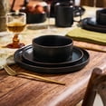 thumbnail image 6 of Famiware Nebula Stoneware Dinnerware Sets, 12-Piece Dish Set, Matte Black, 6 of 6