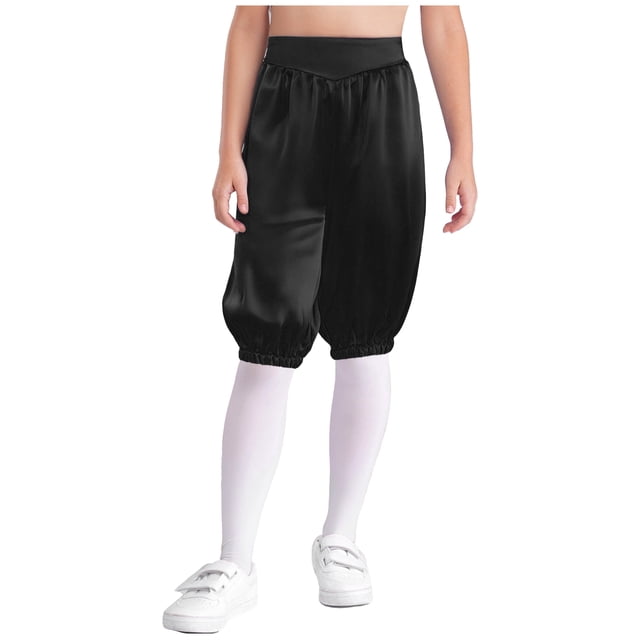 Yhong Childrens Medieval Capri Pants Solid Color Trousers Stage Performance Outfits Black 12