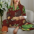thumbnail image 4 of Wukai Frogs and Mushrooms Print Women's Pajama Set - Soft Long Sleeve Sleepwear for Comfort and Style-X-Large, 4 of 9