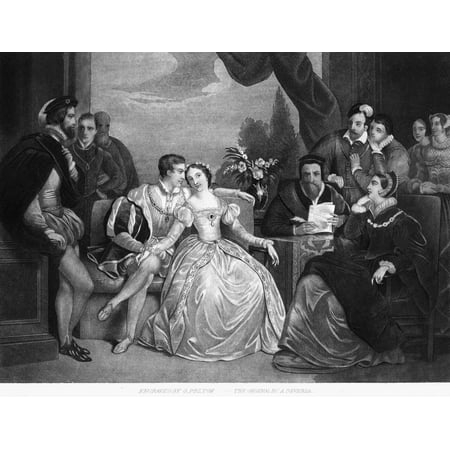 Lady Jane Grey (1537-1554) Nqueen Of England 9-18 July 1553 The Marriage Of Lady Jane Grey To Lord Guildford Dudley 15 May 1553 Mezzotint 19Th Century After Achille DevRia (1800-1857) Rolled Canvas