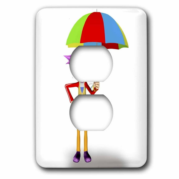 3dRose, Clown with umbrella, 2 plug outlet cover
