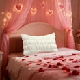 thumbnail image 4 of Meggemo 19.7x11.8 Inch Valentine's Day Plush Quilted 3D Heart Pillow Cover Soft Comfortable Decorative Cushion Case for Sofa Bed Living Room Bedroom Romantic Home Decor Perfect for Holiday Ambiance, 4 of 6