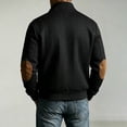 thumbnail image 5 of TOUMENY Men Fall Winter Jacket Solid Stand Collar Zip Up Lightweight Casual Cardigan Coat Vintage Slim Fit Long Sleeve Outdoor Travel Jacket Black M, 5 of 7