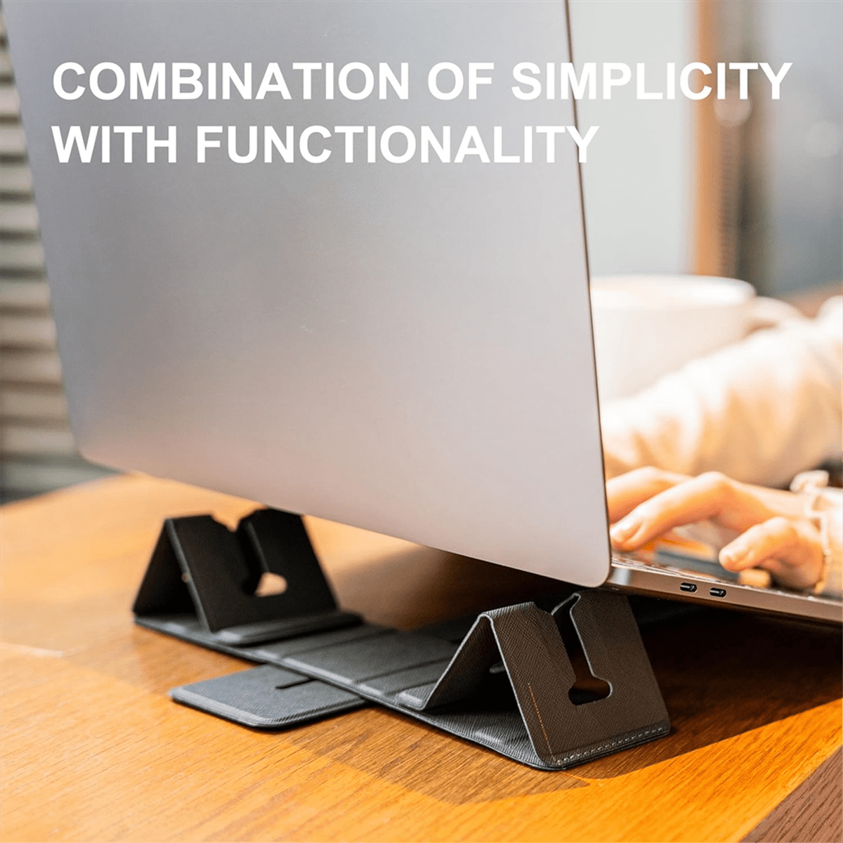 Magnetic Adjustable Travel Laptop Stand for Digital Nomads and Business Travelers. Compact, Foldable, for Desk Use